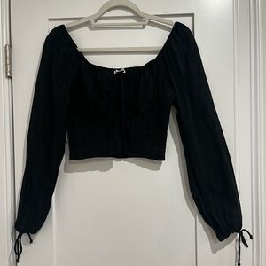 American Eagle black cropped top corset blouse size small